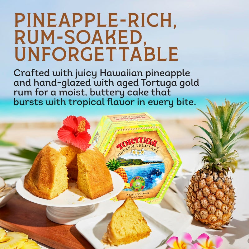 TORTUGA Hawaiian Pineapple Rum Cake - 16 oz Pineapple Rum Cakes - The Perfect Premium Gourmet Gift for Stocking Stuffers, Gift Baskets, and Christmas Gifts - Great Snack Cakes for Delivery - Image 2